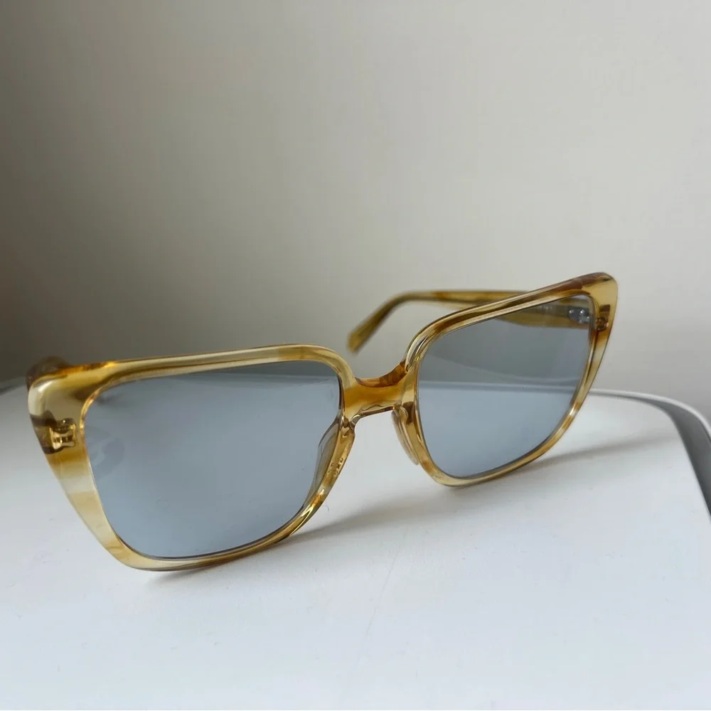 Celine yellow blue lens oversized frame sunglasses